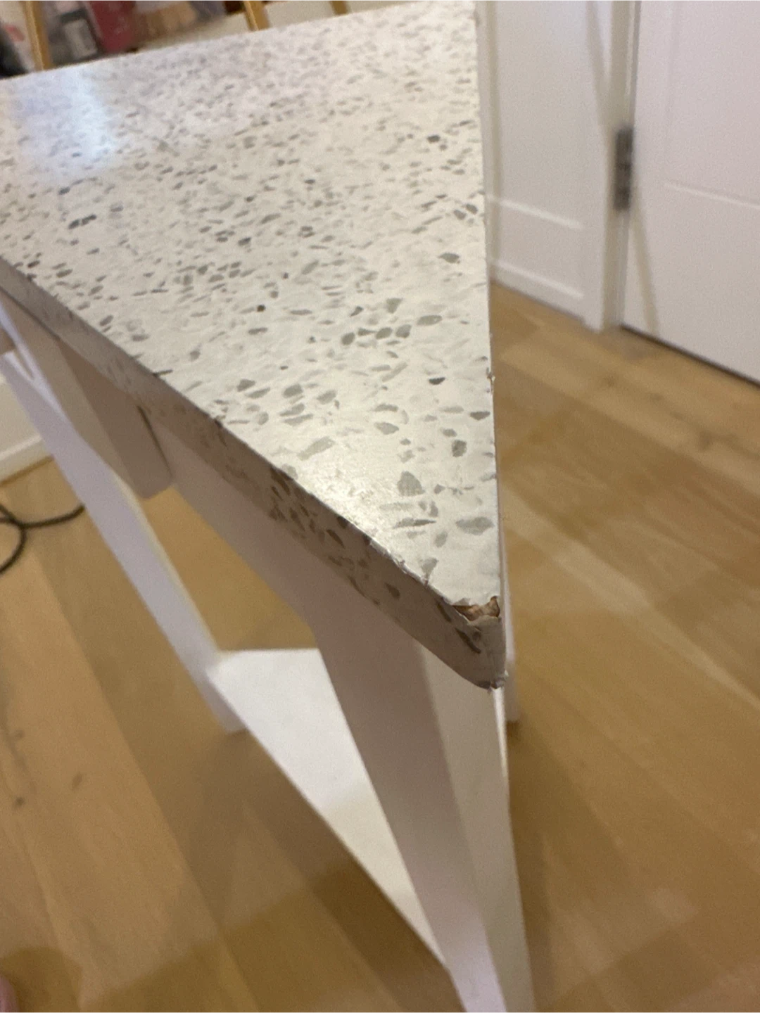 White Side Table with Terrazzo Top - photo 3