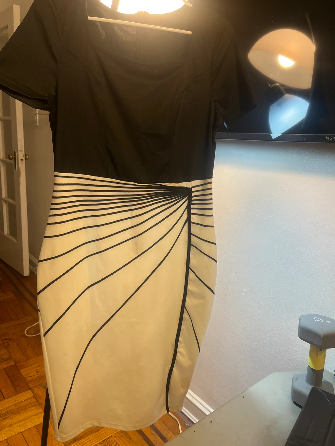 Women's Black & Cream Abstract Print Sheath Dress - photo 2