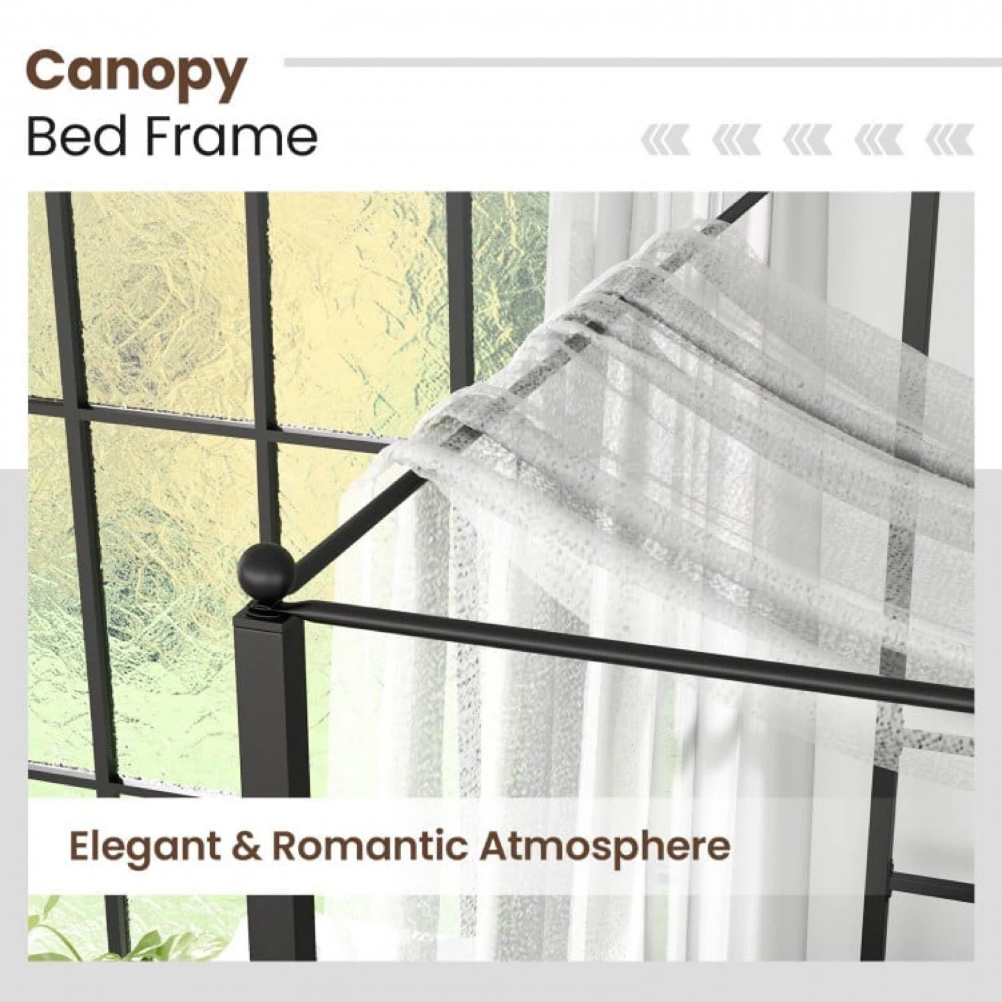 Full Size Canopy Bed Frame - Black Metal - photo 5