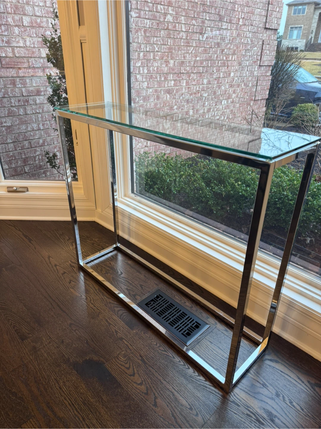 Glass and Chrome Console Table - photo 3
