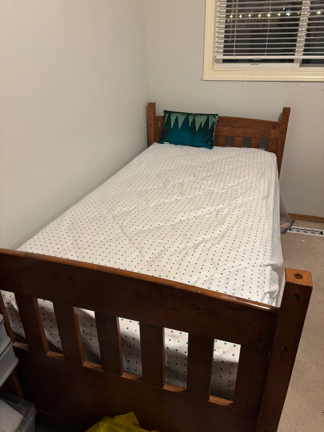 Two Wooden single Beds with Slats