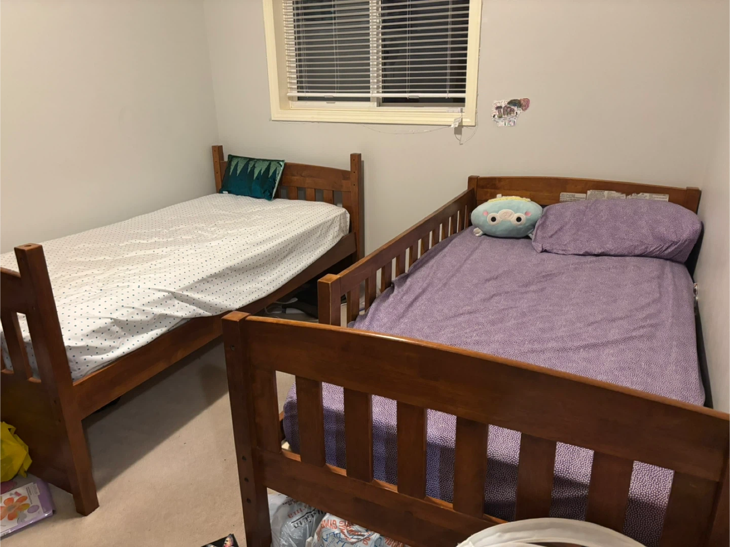 Two Wooden single Beds with Slats - photo 2
