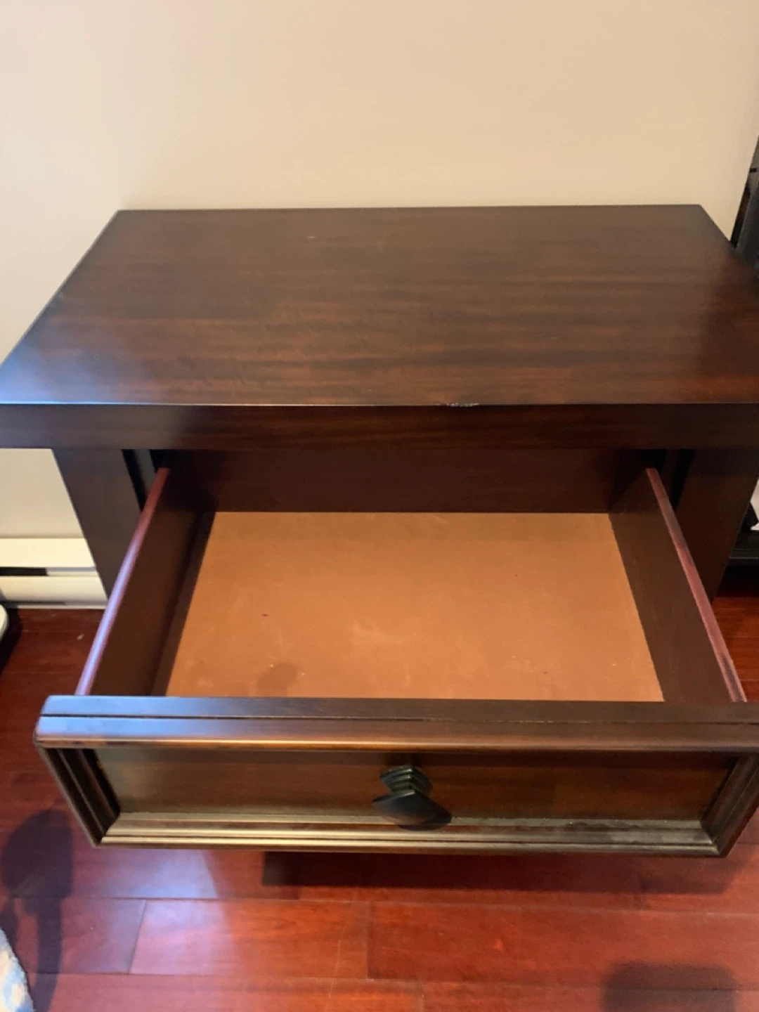 Dark Wood 3-Drawer Nightstand - photo 3