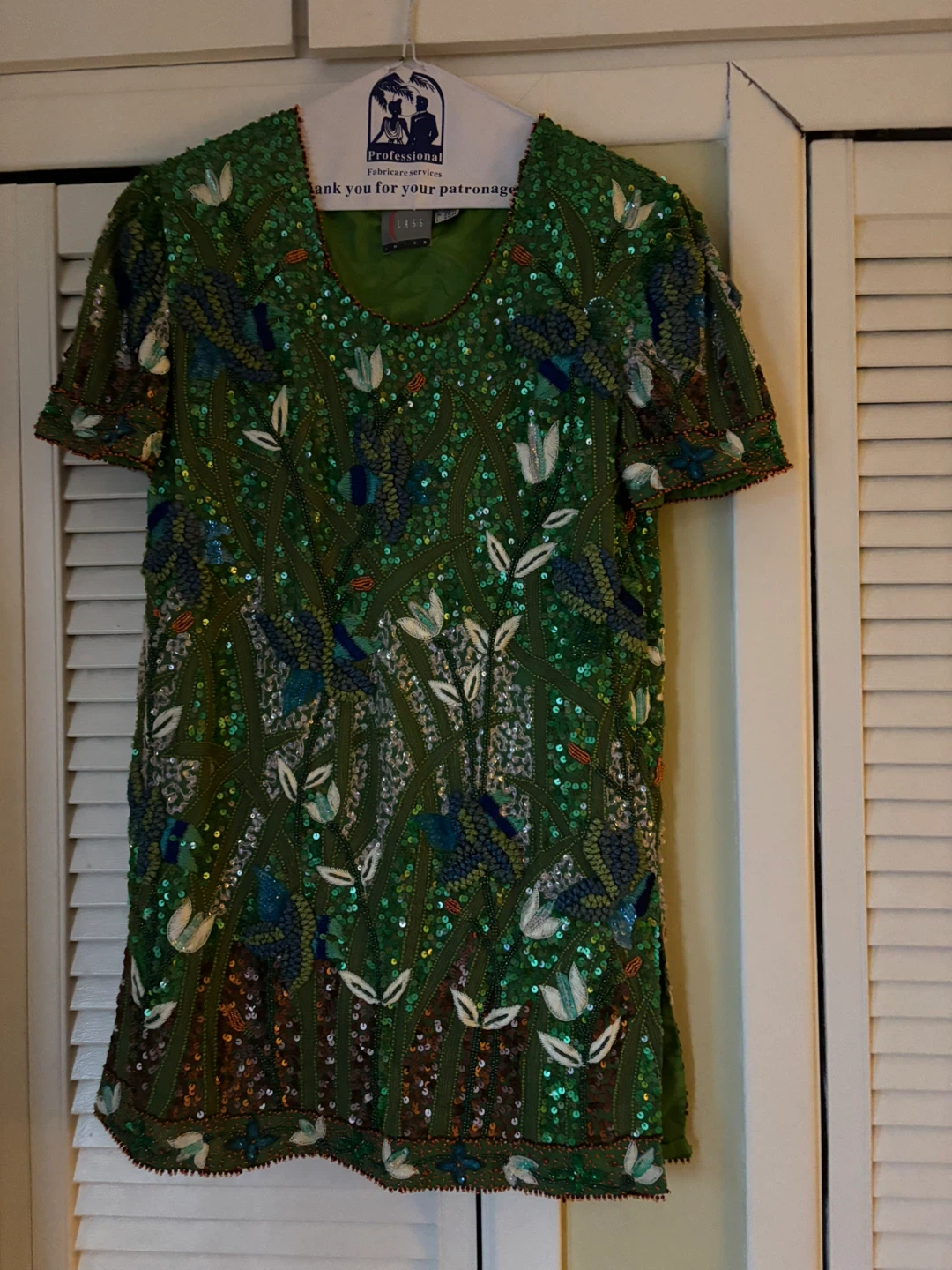 Sparkly Green Beaded Floral Blouse - photo 2
