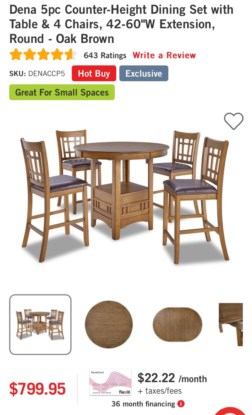Oak Wood Extendable Counter Height Dining Set (CAN DELIVER) - photo 3
