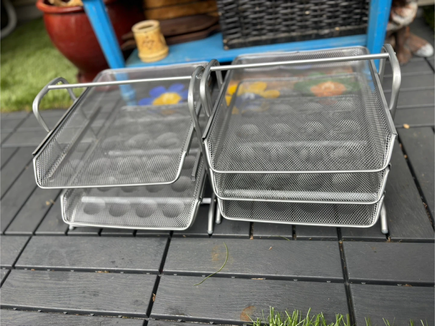Set of 2 Metal Mesh Desk Organizer Letter Trays • Office Paper - photo 2