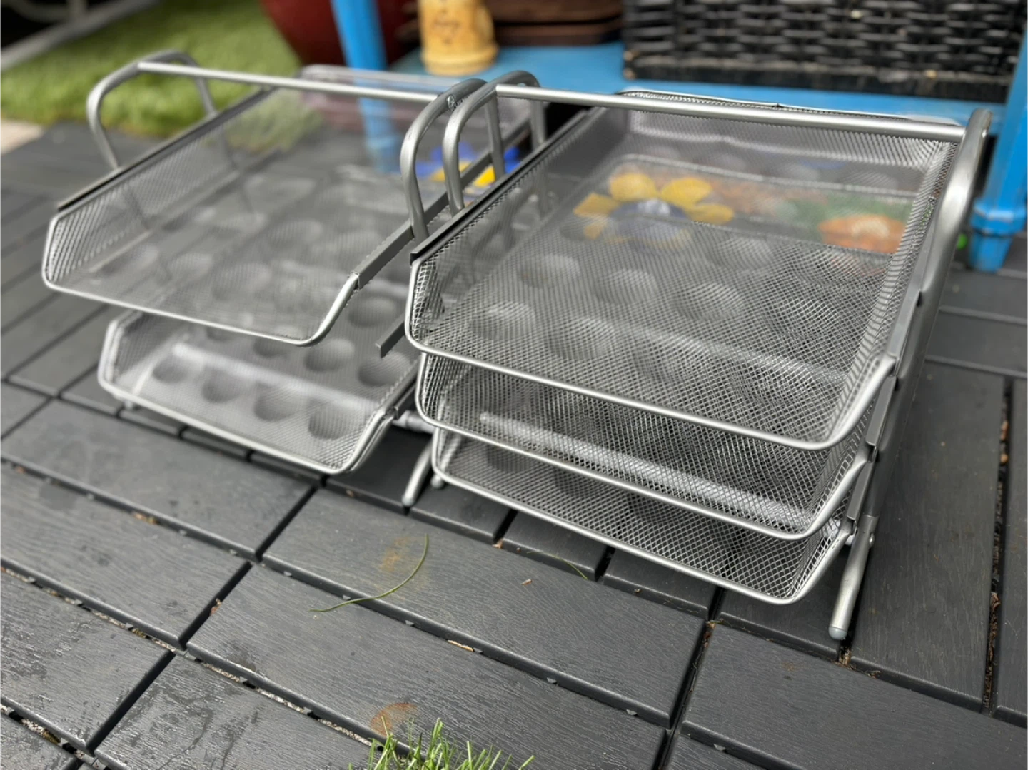 Set of 2 Metal Mesh Desk Organizer Letter Trays • Office Paper