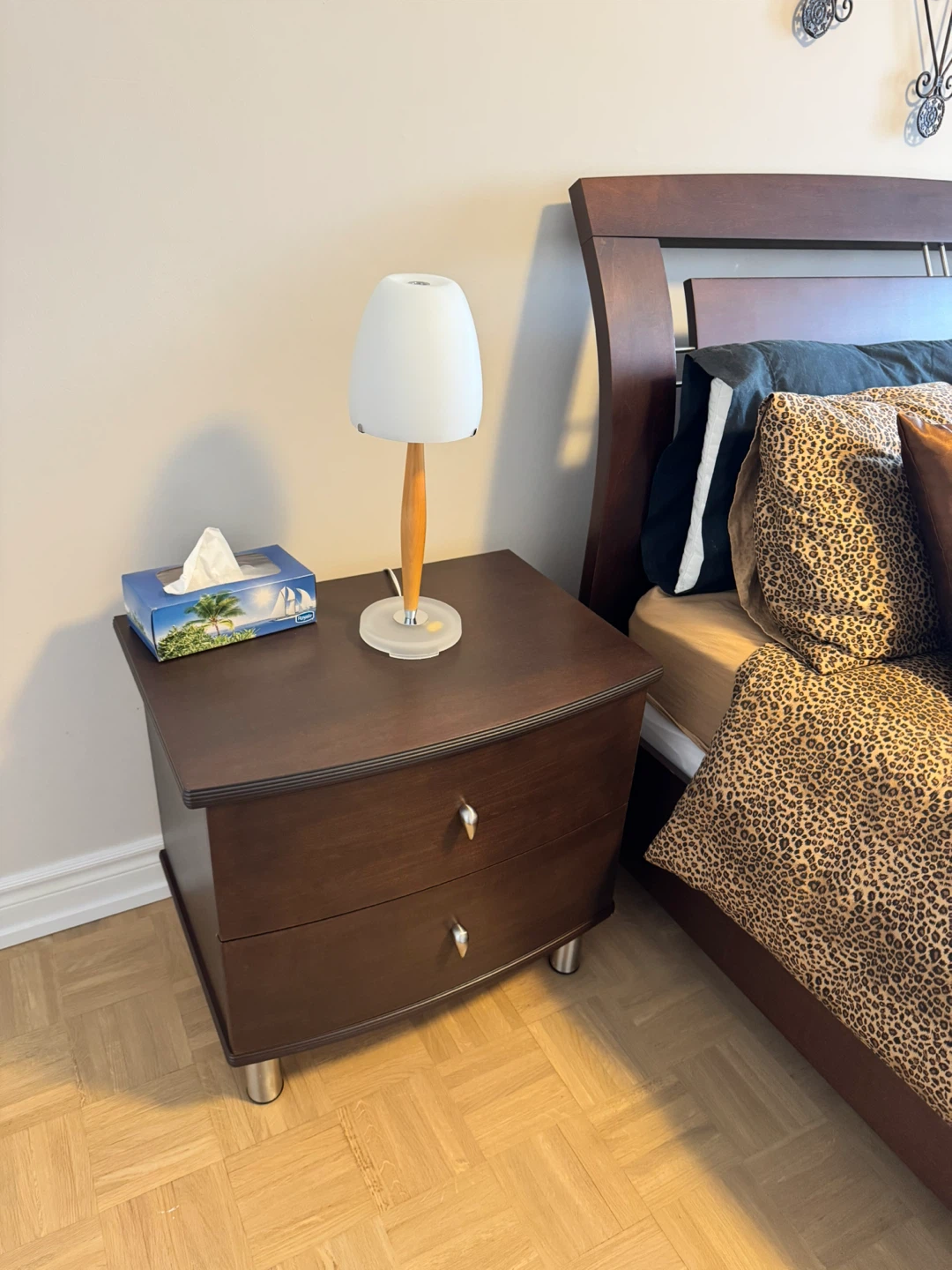 Dark Wood Bedroom Set - Bed Frame, Nightstand & Armoire - photo 2