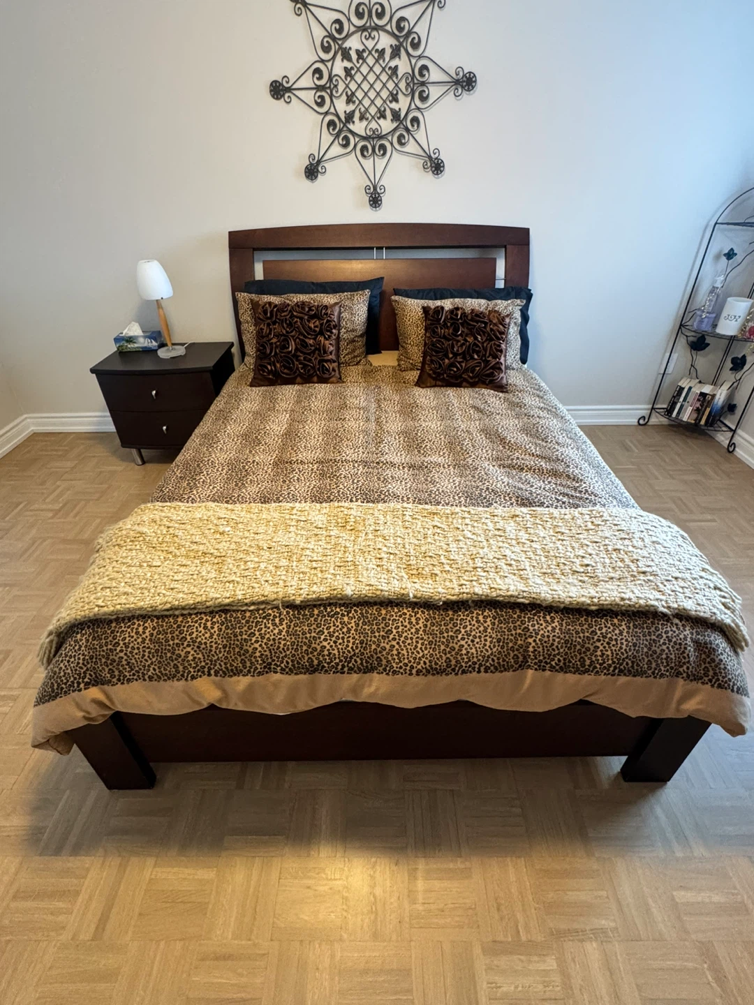Dark Wood Bedroom Set - Bed Frame, Nightstand & Armoire - photo 4