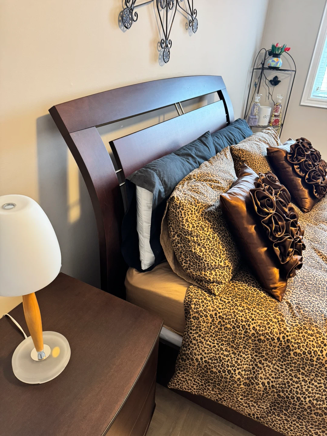 Dark Wood Bedroom Set - Bed Frame, Nightstand & Armoire - photo 3