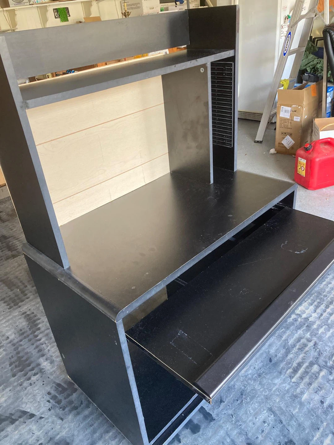 Black Utility Desk with Hutch