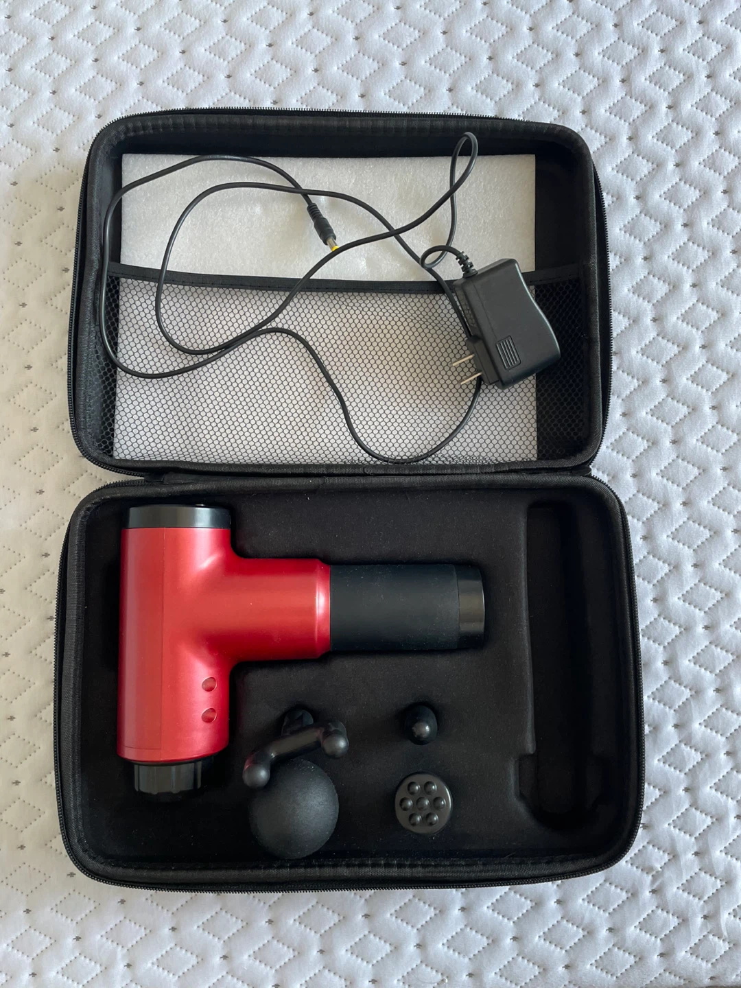 Red Massage Gun with Case and Accessories