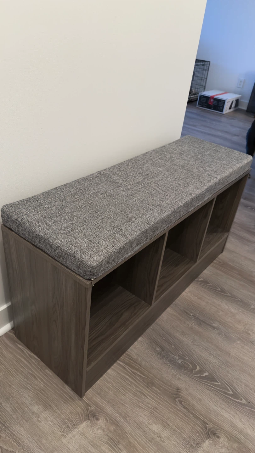 Storage Bench with 3 Cubbies and Cushion