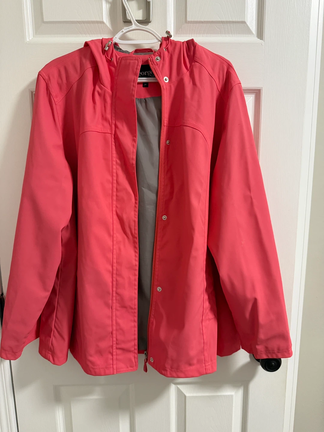 George Plus Women's Coral Hooded Rain Jacket Size 2X