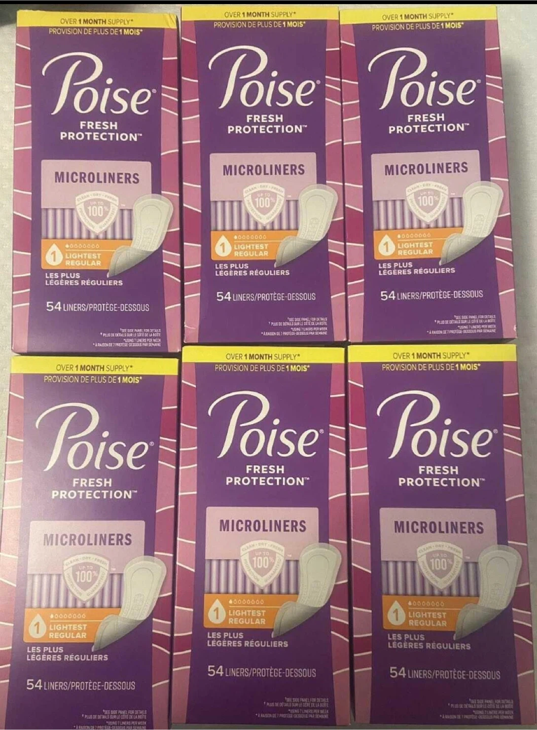 Poise Fresh Protection Microliners - Regular, 6 x 54 Liners