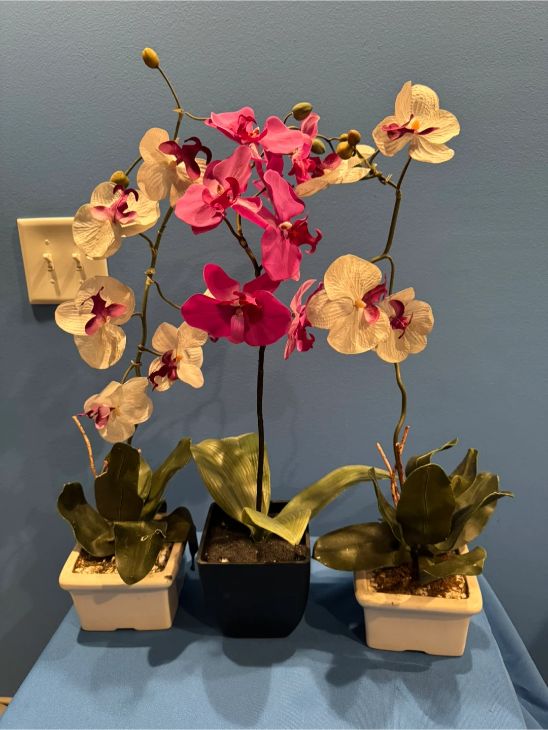 Three Artificial Orchids in pot containers - photo 2