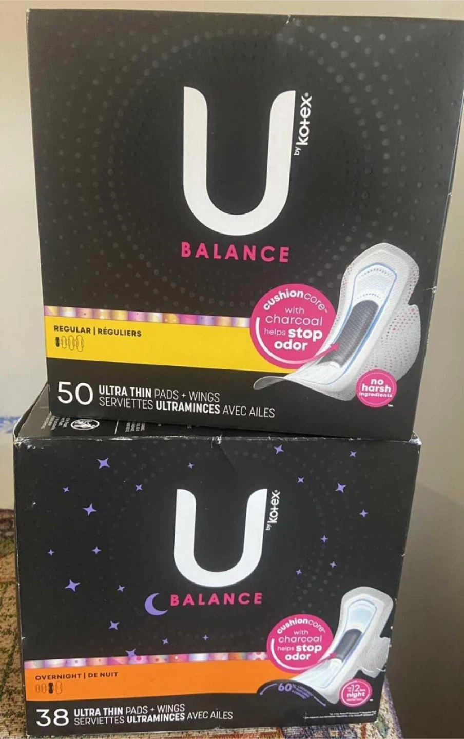 2 boxes U by Kotex Balance Ultra Thin Pads with Wings