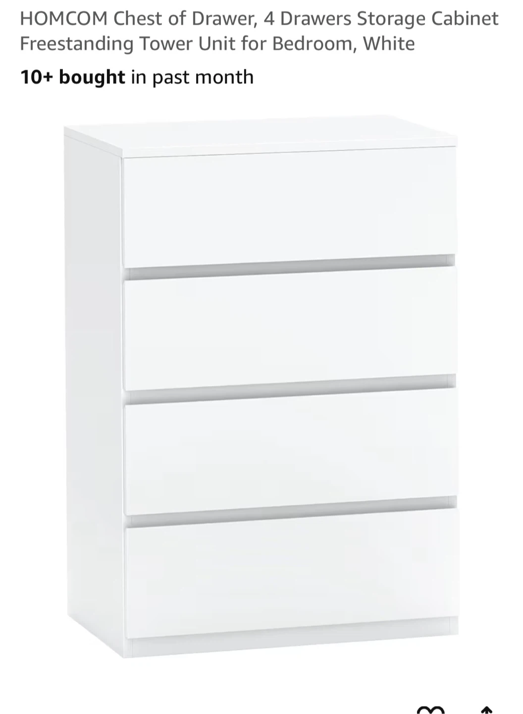 HOMCOM 4-Drawer Chest of Drawers Storage Cabinet - White - photo 4