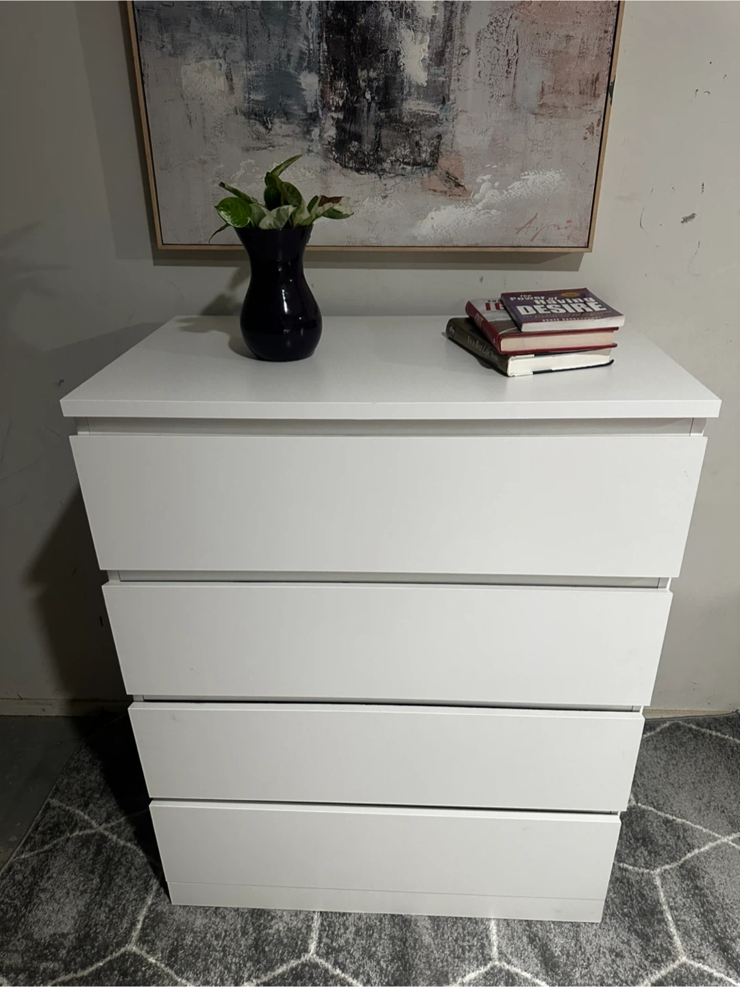 HOMCOM 4-Drawer Chest of Drawers Storage Cabinet - White