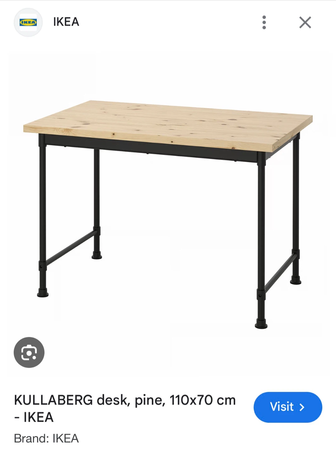 Industrial style IKEA KULLABERG Desk - Pine, 110x70 cm - photo 2