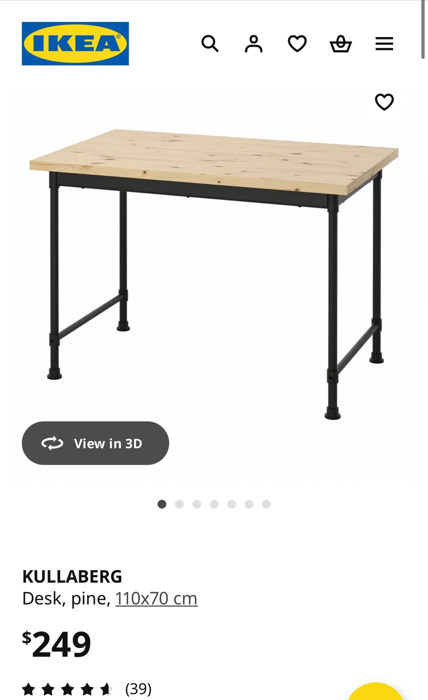 Industrial style IKEA KULLABERG Desk - Pine, 110x70 cm - photo 3