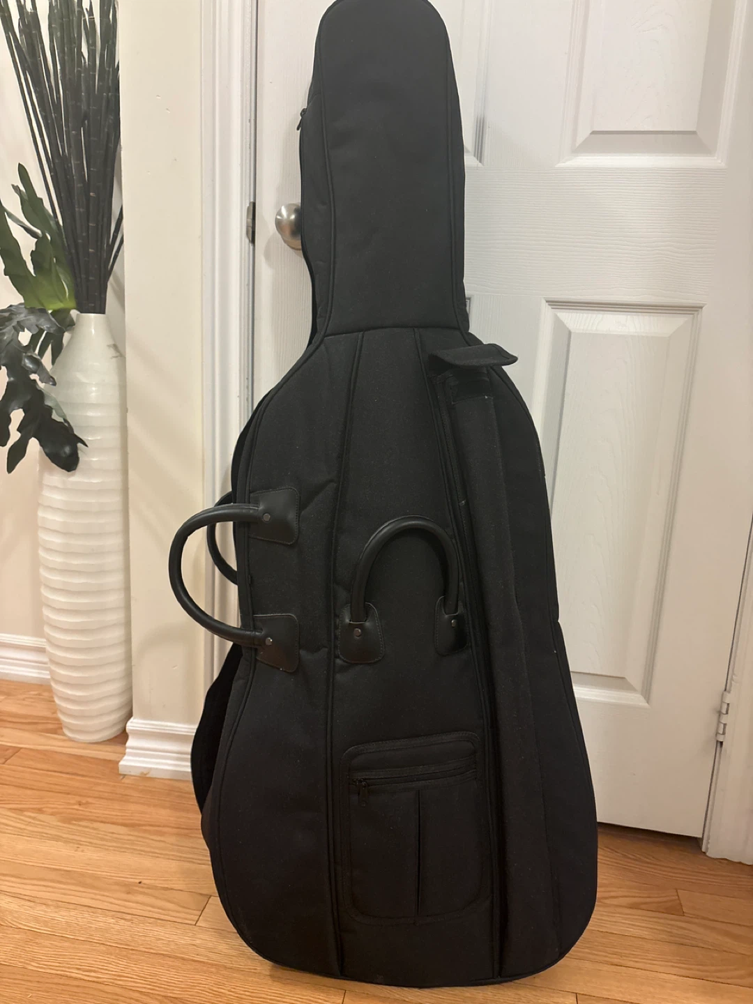 Black padded cello case