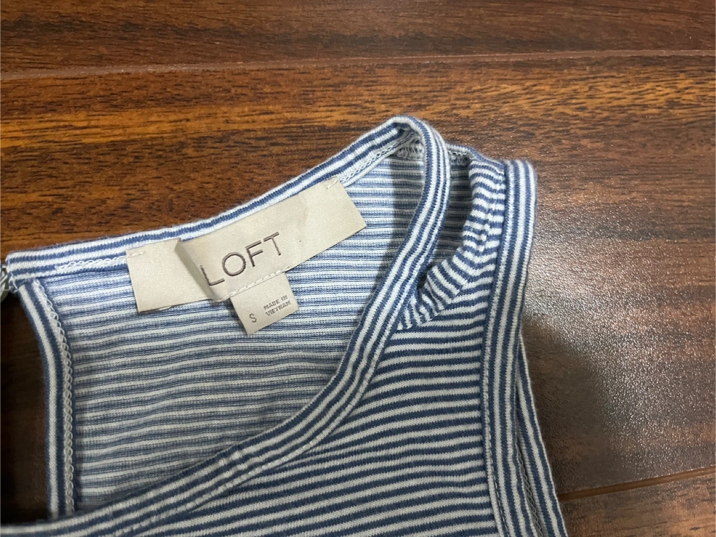 Loft women’s small tank top, striped blue white, modal - photo 2