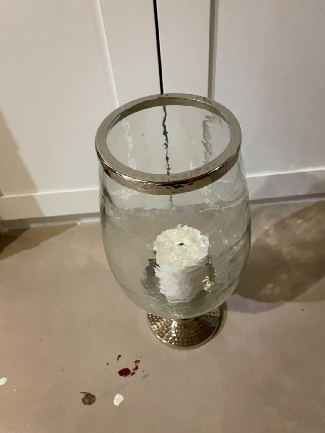 Glass Lantern with Metallic Rim - photo 2