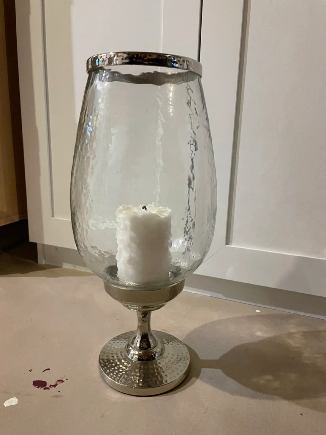 Glass Lantern with Metallic Rim