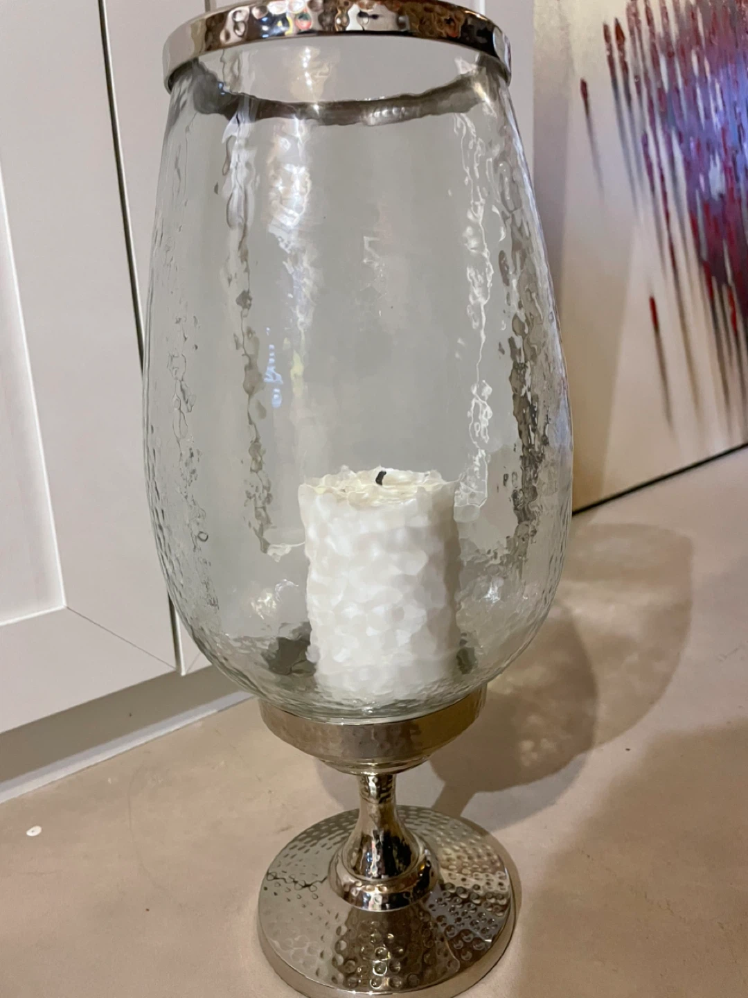 Glass Lantern with Metallic Rim - photo 4