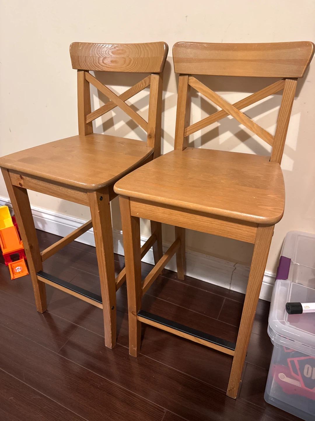 Wooden Bar Stools - Set of 2