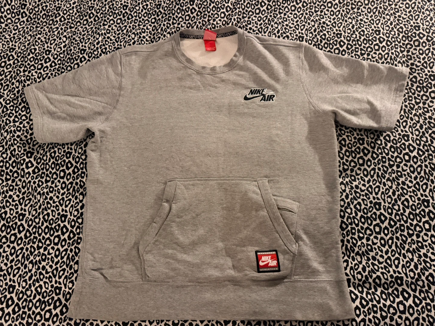 Nike Air Grey Short Sleeve Sweatshirt with Pocket