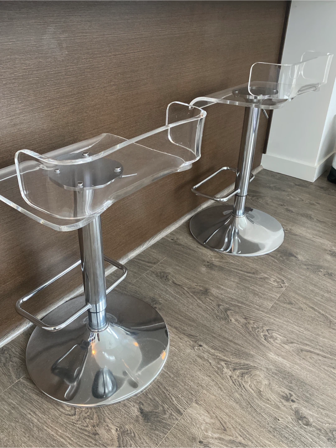 Clear Acrylic and Chrome Swivel Bar Stools (Set of 2)