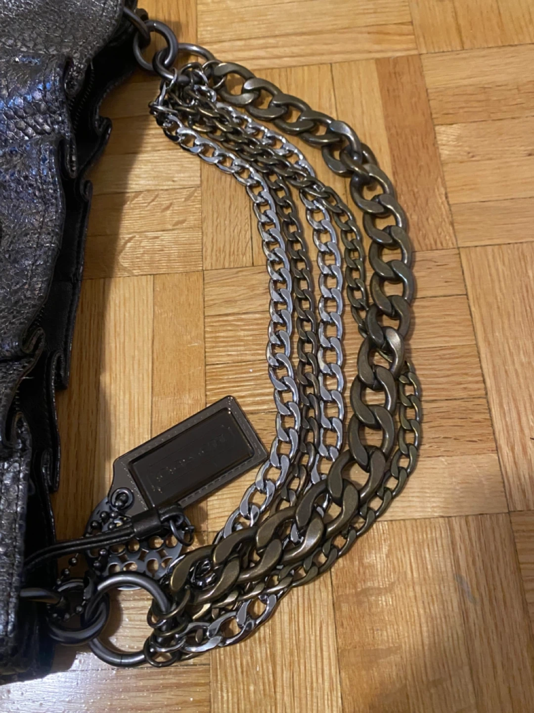Vintage Coach Metallic Hobo Bag with Chain Straps - photo 3