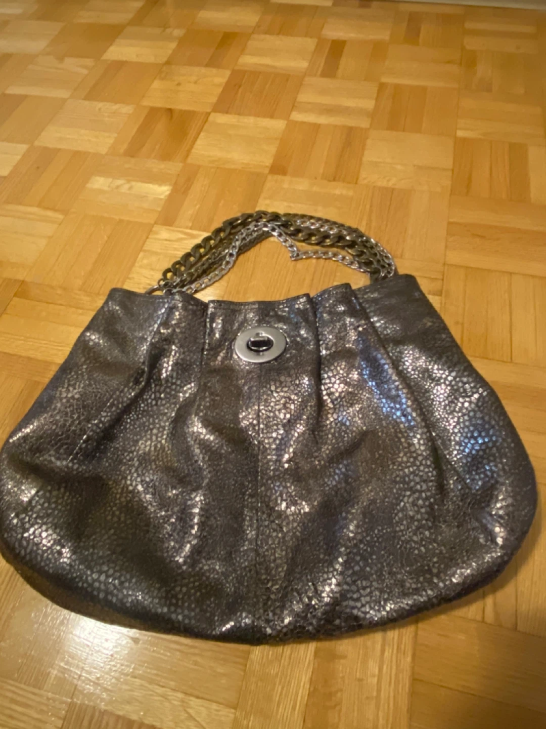 Vintage Coach Metallic Hobo Bag with Chain Straps