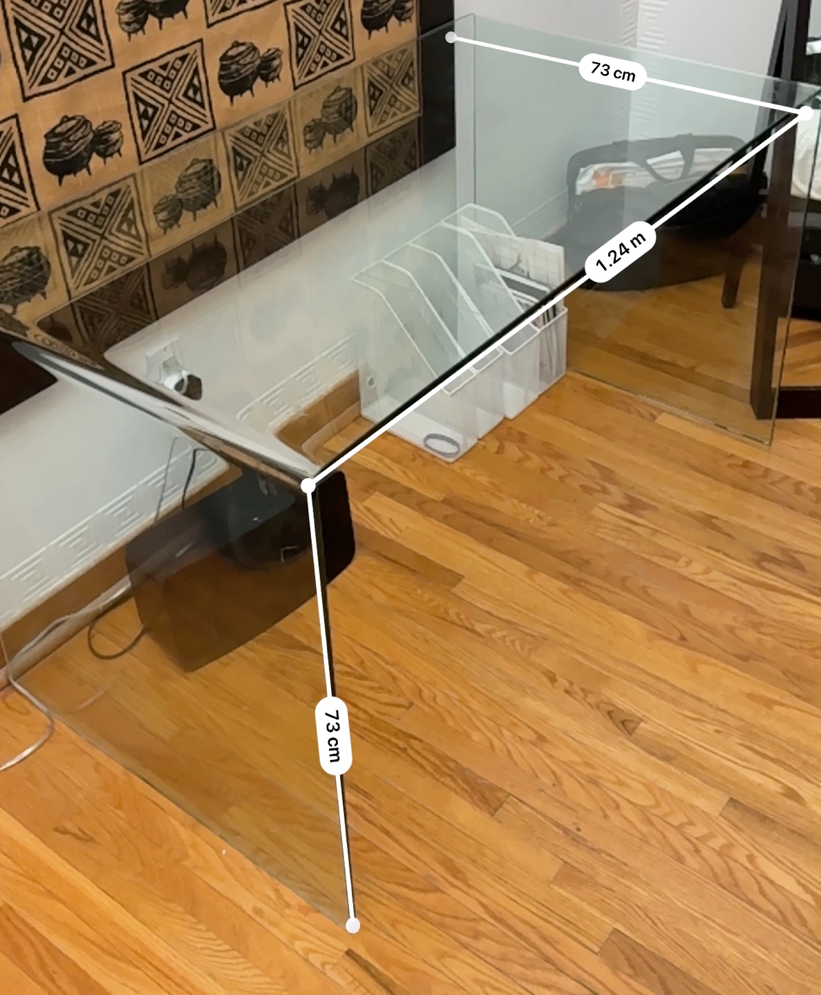Clear Glass Desk - 1.24m x 73cm x 73cm