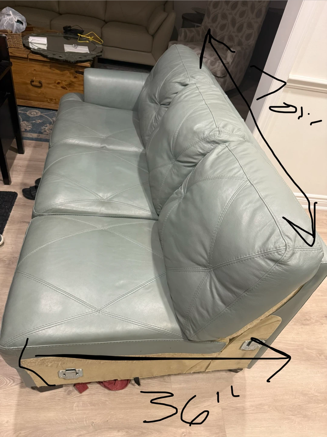Light Blue Leather Sofa Section
