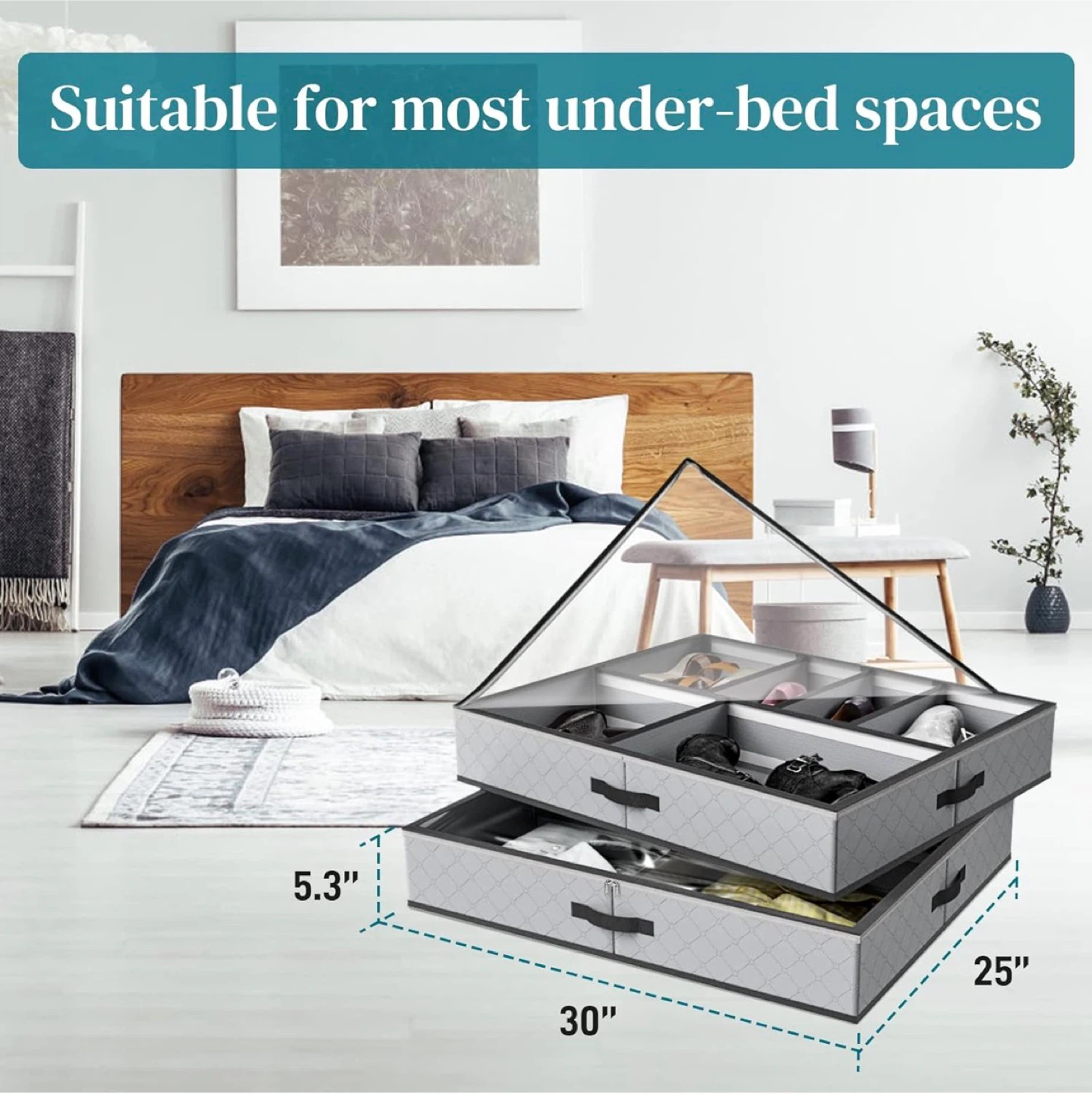 Under Bed Shoe Organizer Storage Container - photo 3