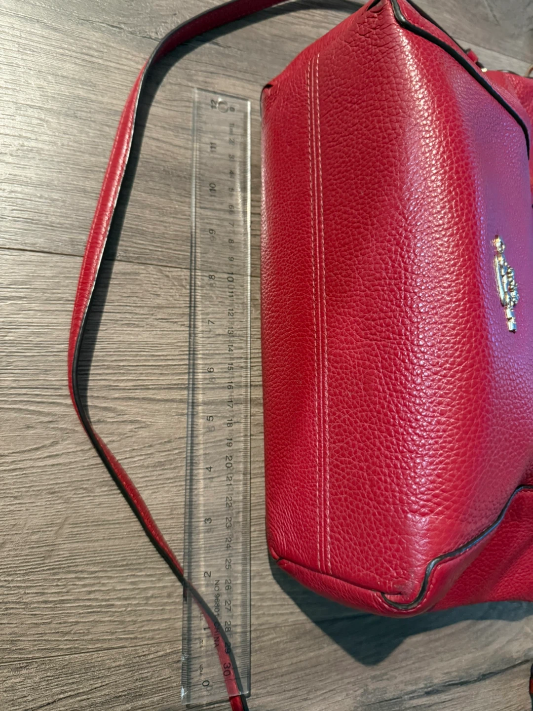 Red Coach Pebbled Leather Satchel Bag - photo 5