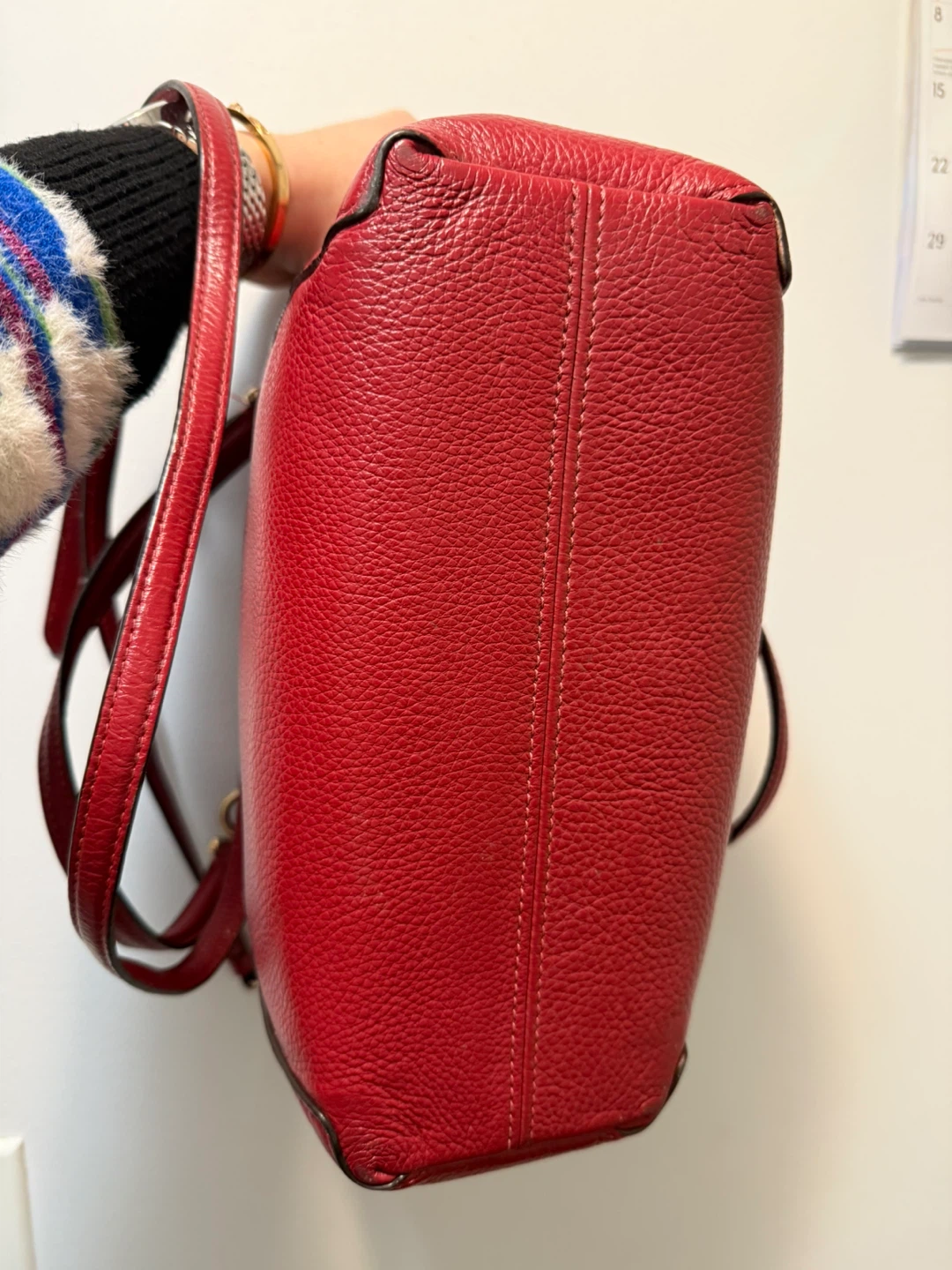Red Coach Pebbled Leather Satchel Bag - photo 4