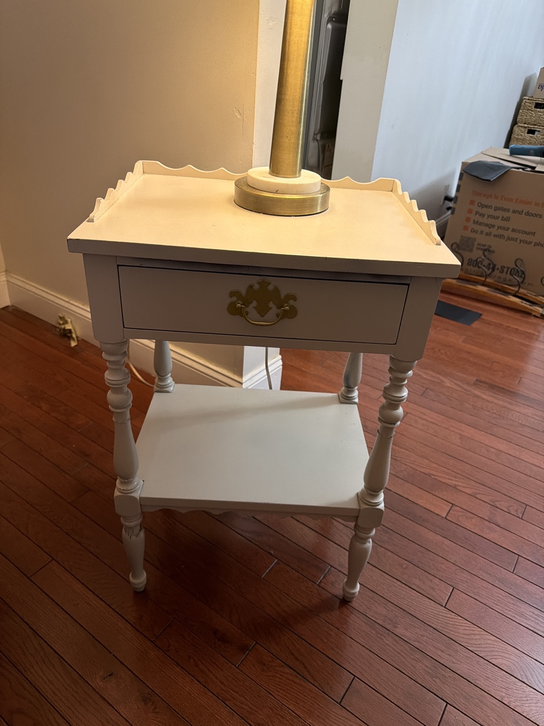 Vintage Grey Accent Table with Drawer