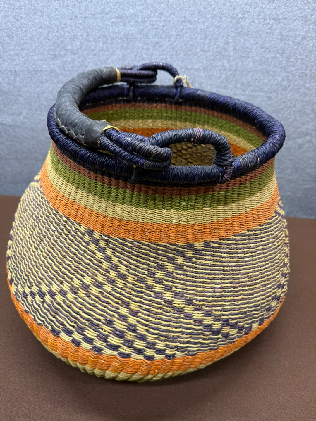 Handwoven Woven Basket with Leather Handle - photo 4