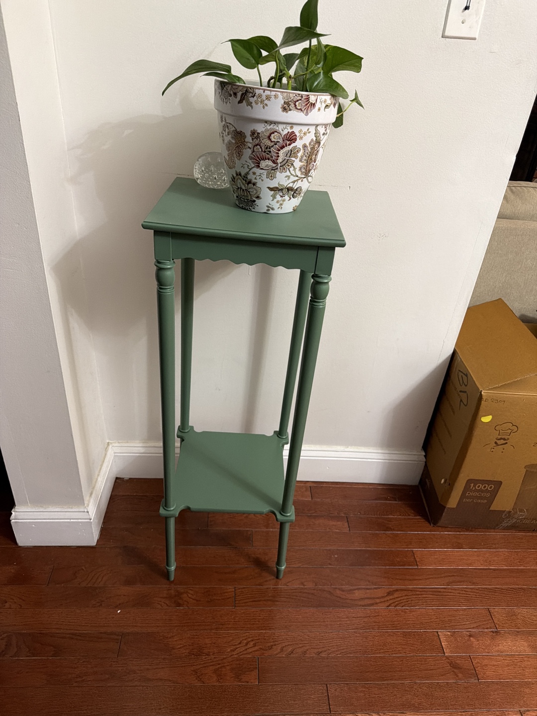 Green Accent Table with Shelf