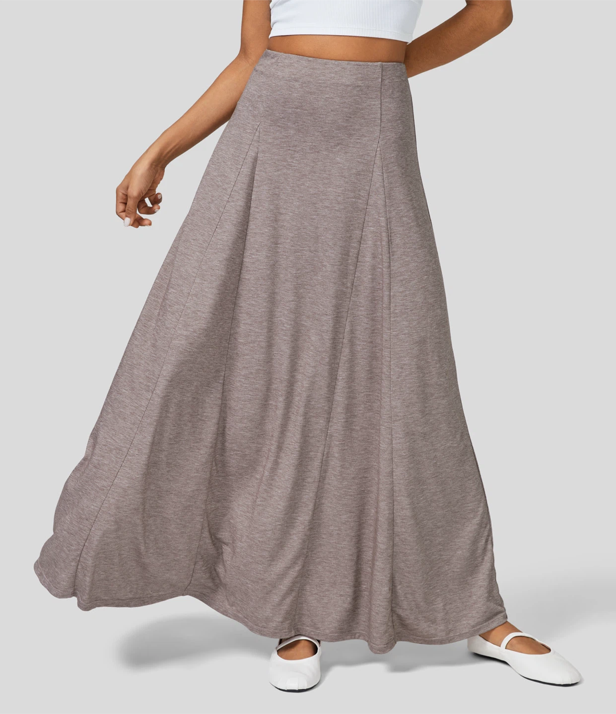 High Waisted Side Zipper Maxi Casual Flare Skirt
