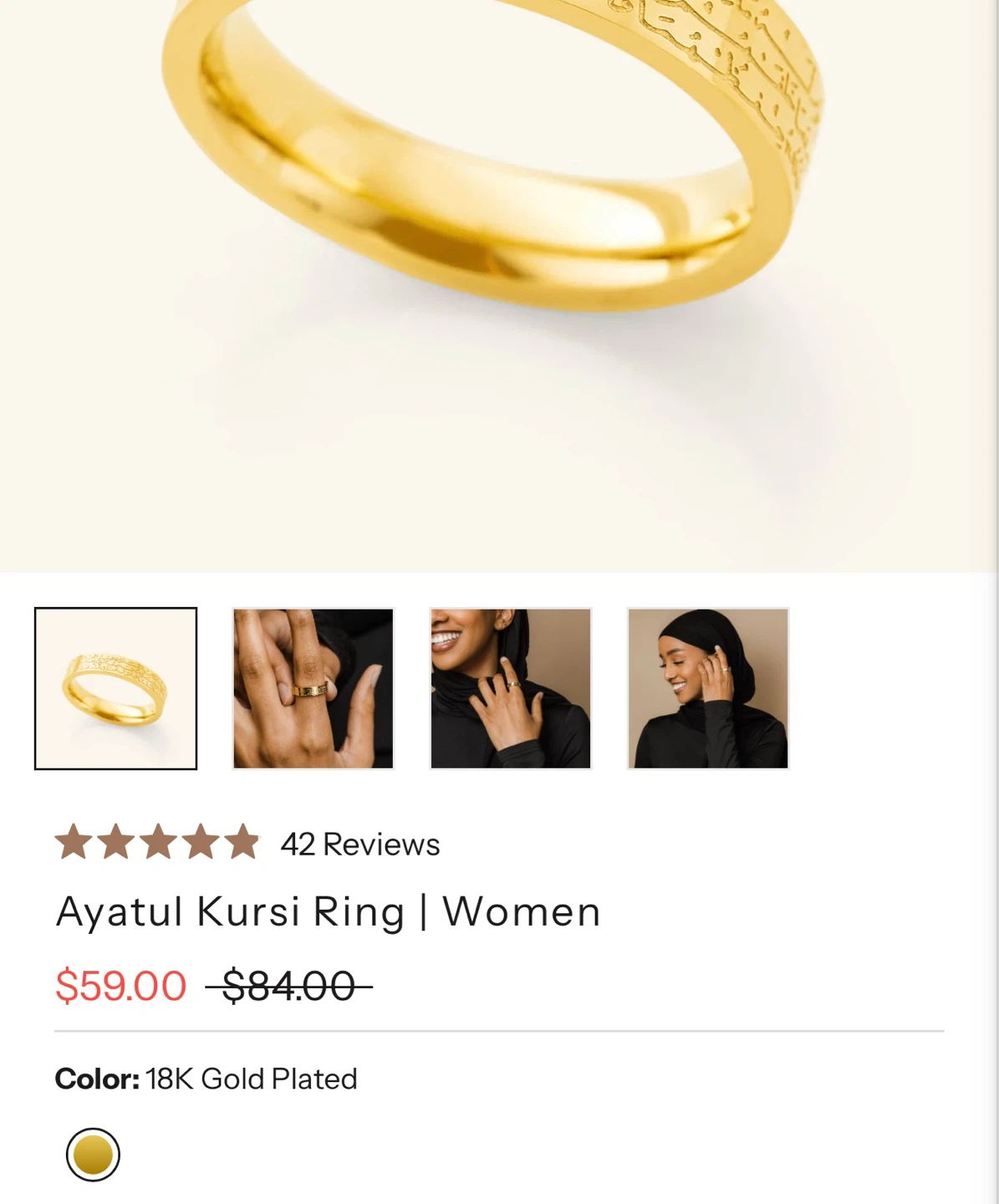 Nominal Ring Size 6 18K Gold Plated - photo 4