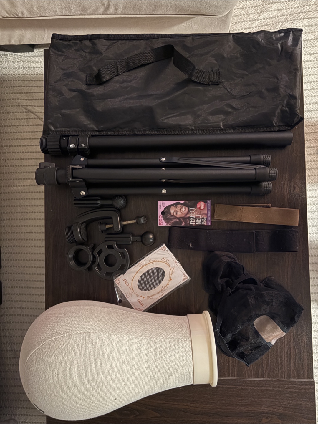 Wig Head Stand & Styling Kit with Mannequin Head and Bag