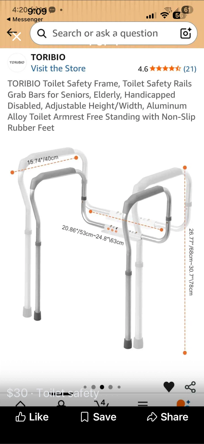 TORIBIO Toilet Safety Frame Grab Bars - photo 4
