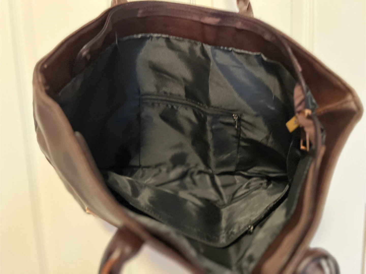 Brand New Brown Faux Leather Tote Bag with Tassel Accent - photo 2