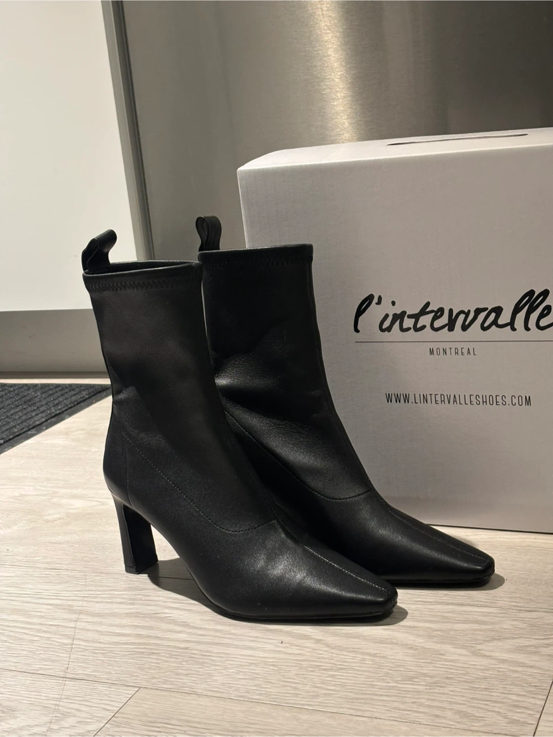 New/Size 36/ L'intervalle Black Heeled Ankle Boots