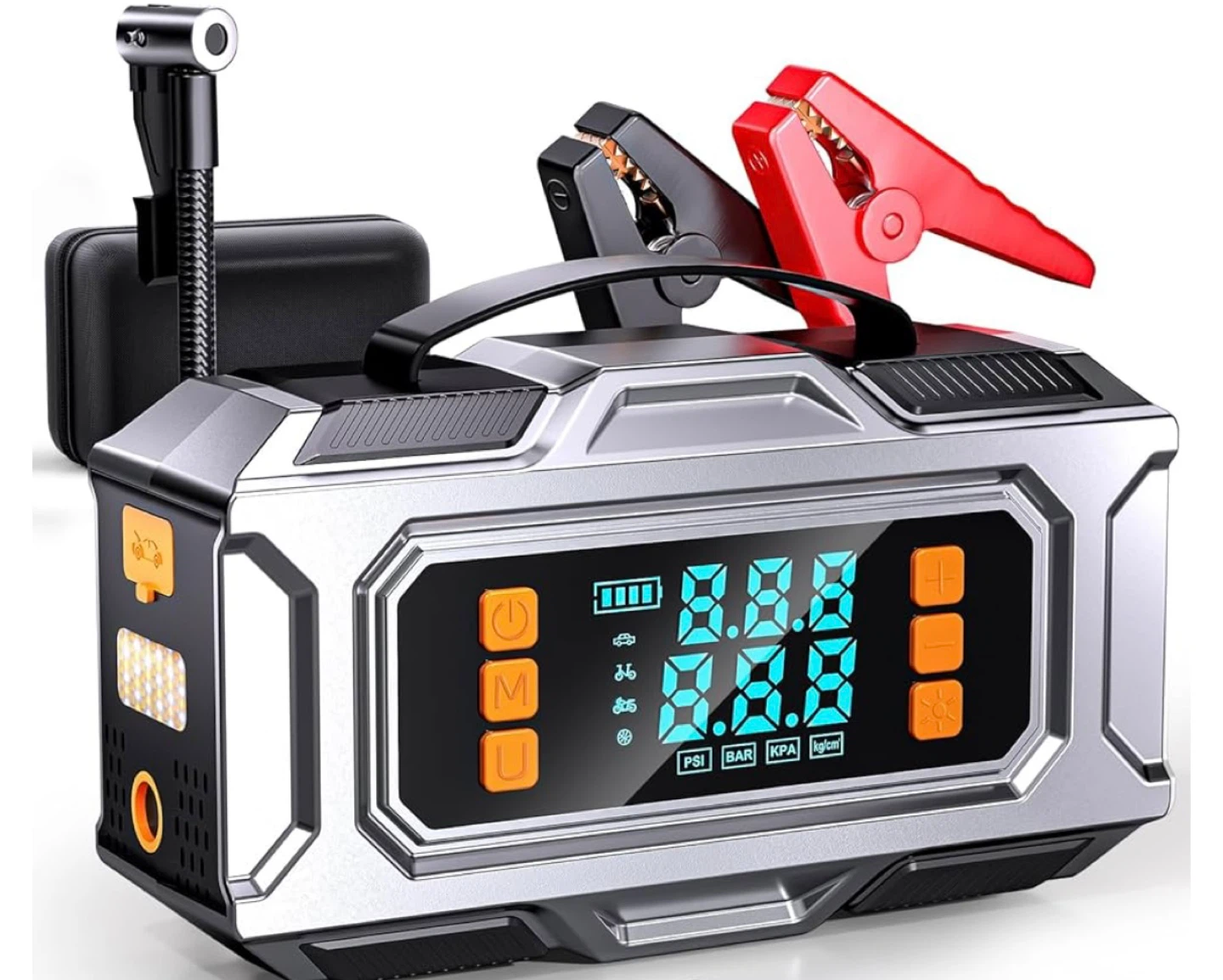 Portable Jump Starter and Tire Inflator with Digital Display